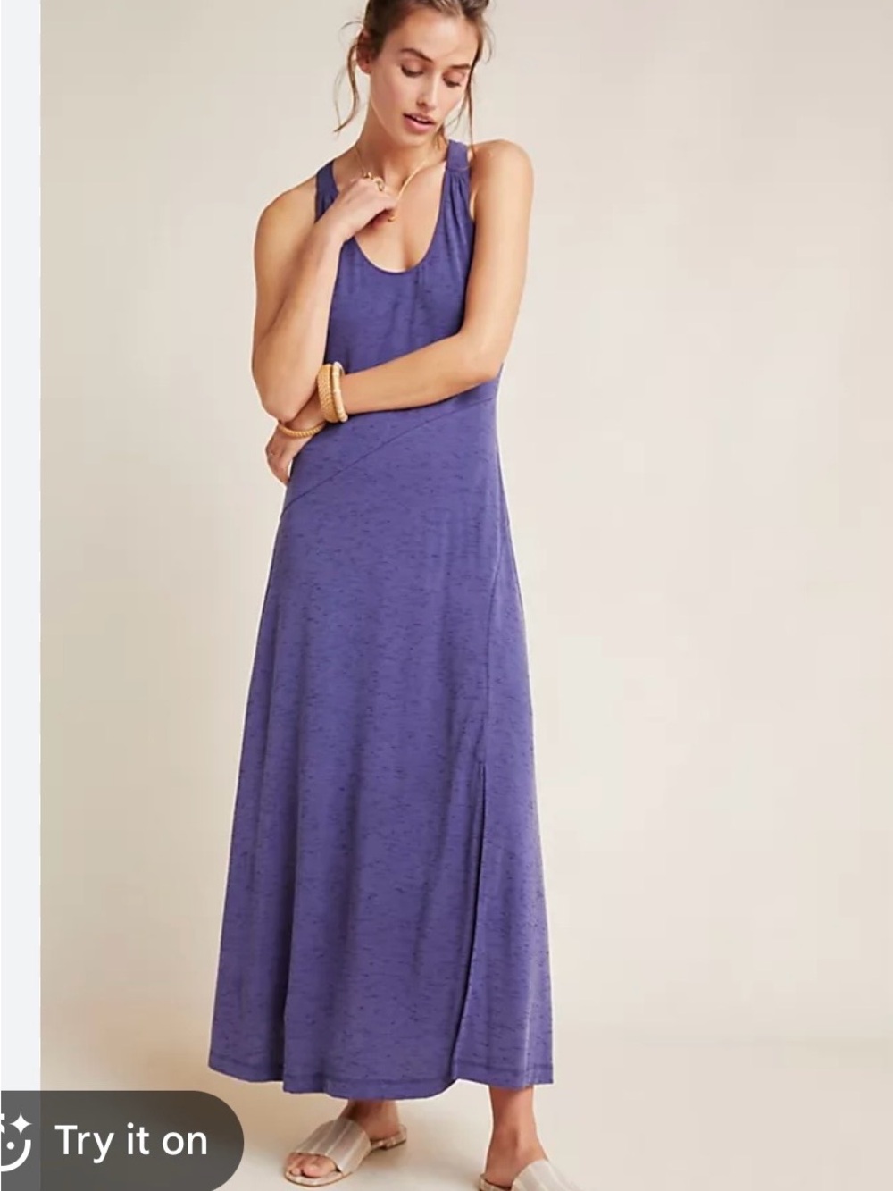 Anthropologie Purple Racerback Jersey Maxi Dress